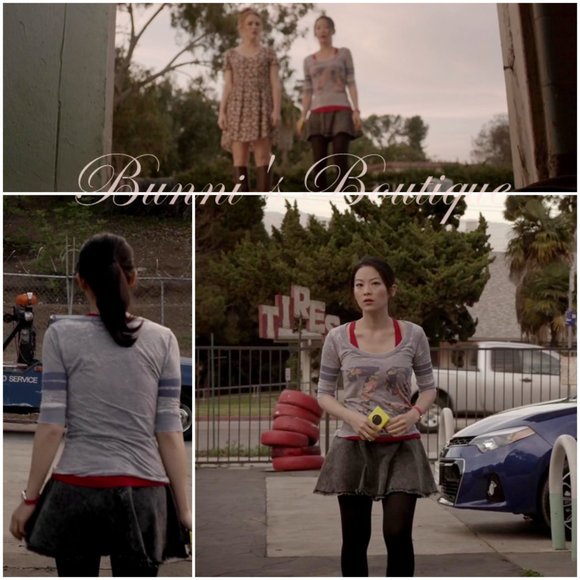 Kira Yukimura's H&M Divided Distressed Denim Circle Skirt Teen Wolf - Picture 7 of 7